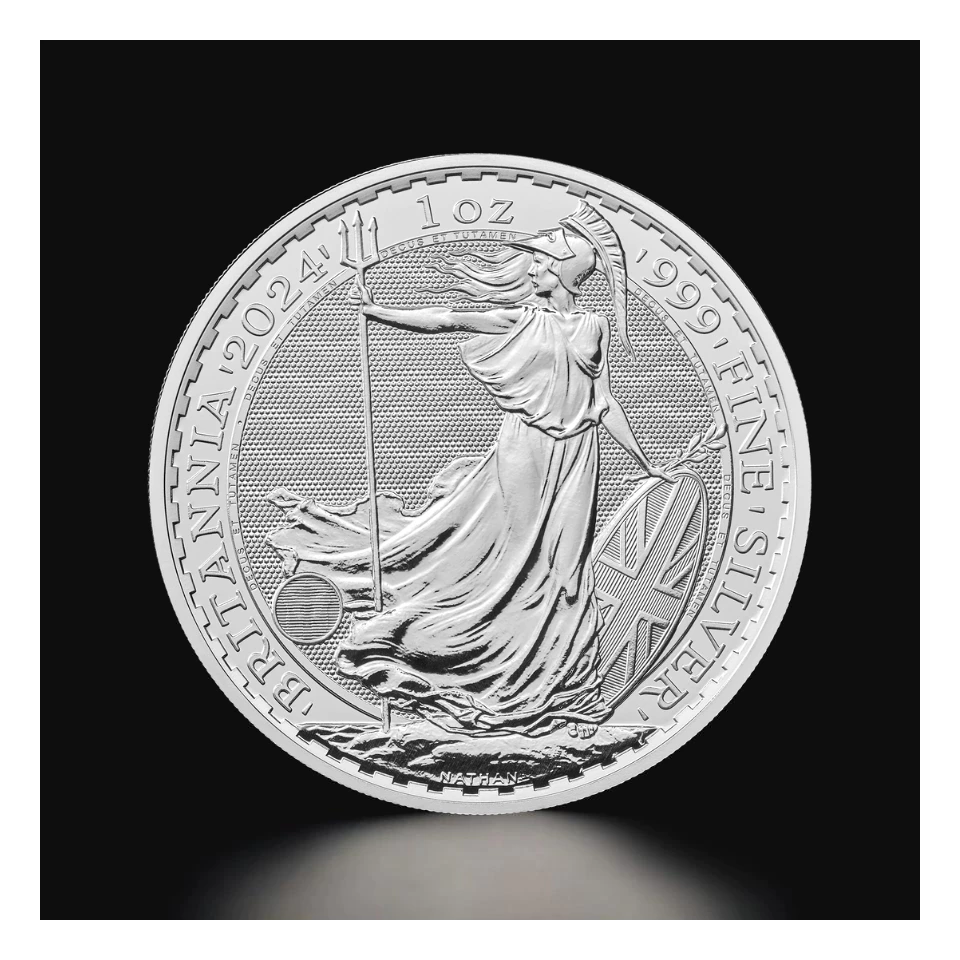 Kas yra sidabrinė moneta 1 oz. Didžioji Britanija?