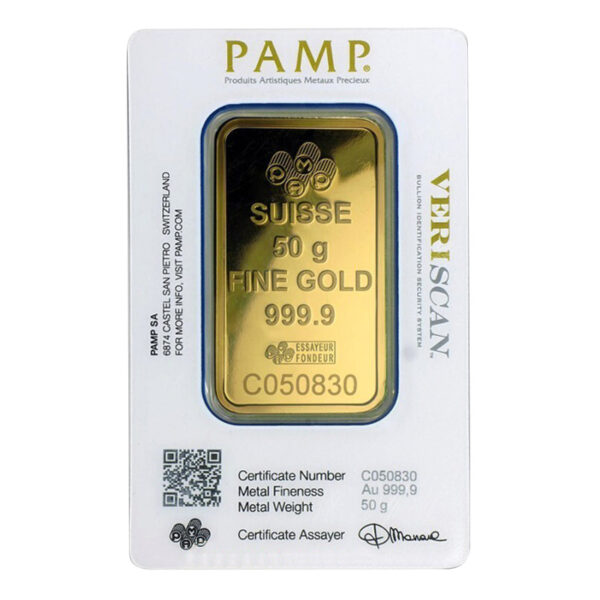 50 g. Investicinis aukso luitas PAMP P950