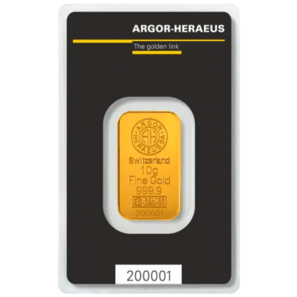 10 g. Investicinis aukso luitas Argor-Heraeus Kinebar AH910