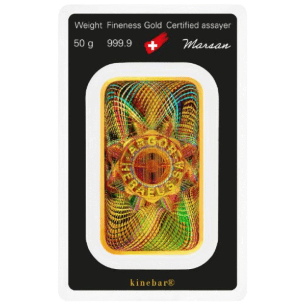 50 g. Investicinis aukso luitas Argor-Heraeus Kinebar AH950