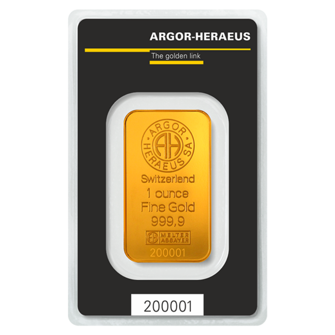 GerettiGold-1oz-aukso-luitas-argor-heraeus-priekis 1 oz. Investicinis aukso luitas Argor-Heraeus Kinebar AH931